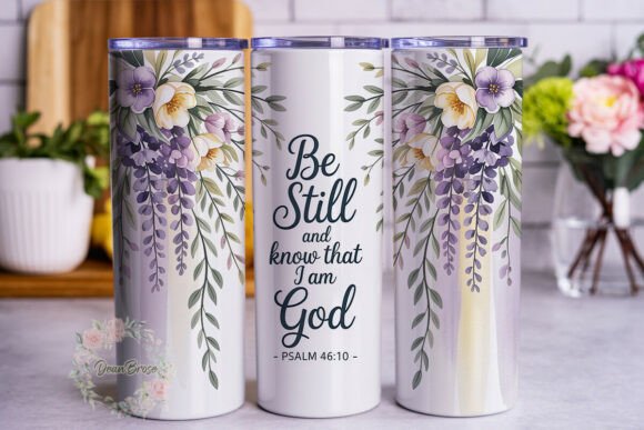 Be Still Floral Purple Design Tumbler