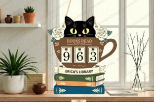 Cat Reading Tracker Sign Laser Cut File Graphic by Lasercutiny ...