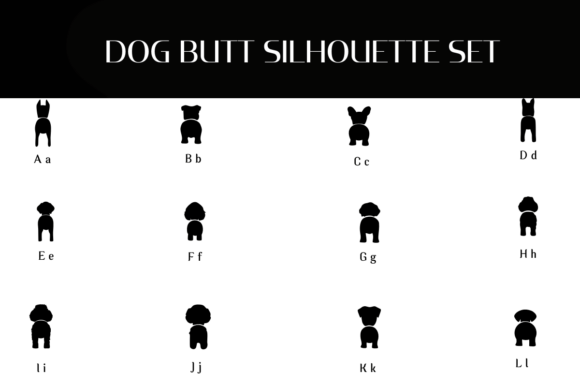 Dog Butt Silhouette Set Font - Preview 1