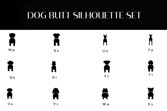 Dog Butt Silhouette Set Font - Preview 2