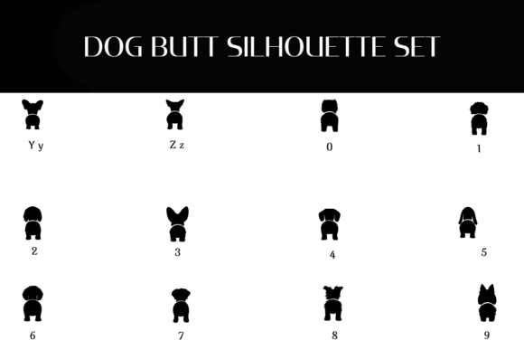 Dog Butt Silhouette Set Font - Preview 3
