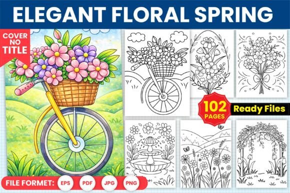 Elegant Floral Spring Coloring Pages