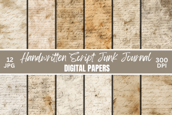 Ephemera Handwritten Script Junk Journal Graphic Backgrounds By Creative River