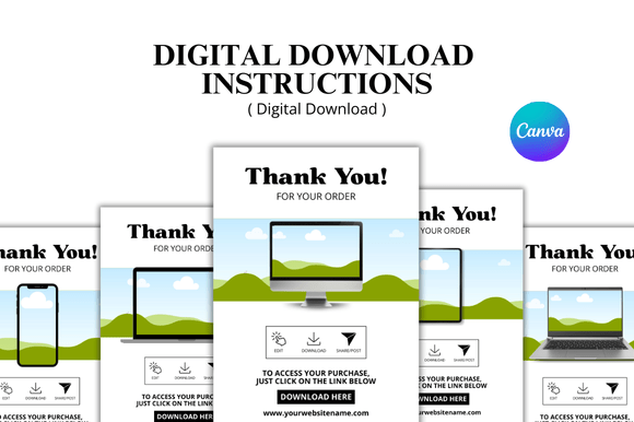 Editable Etsy thank you page Canva template