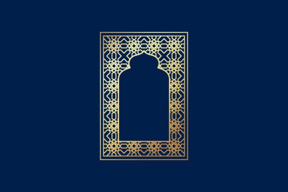 Golden Islamic Frame with Geometric Arab
