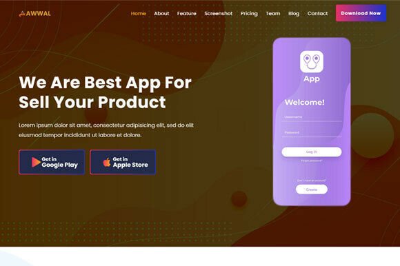 Mobile App & Product HTML Template