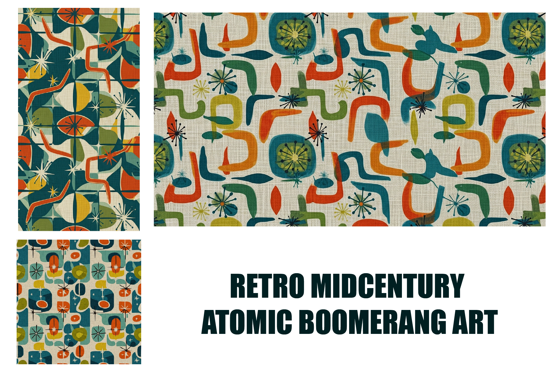 Retro Midcentury Atomic Boomerang Art
