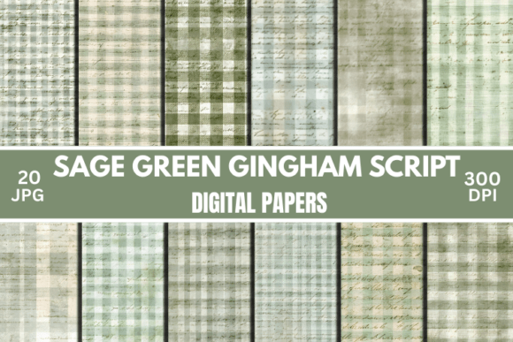 Script Sage Green Gingham Junk Journal