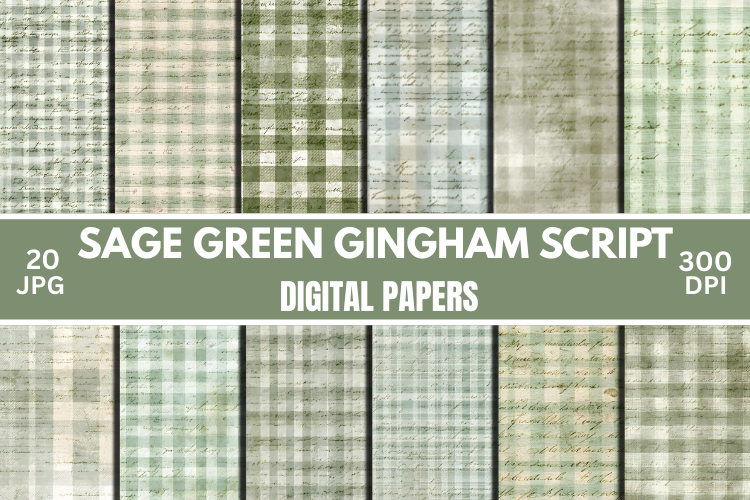Script Sage Green Gingham Junk Journal