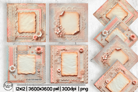 Vintage Lace Scrapbook Frame Background