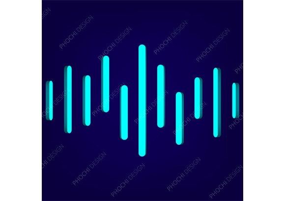 Vibrant Cyan 3D Audio Waveform Sound