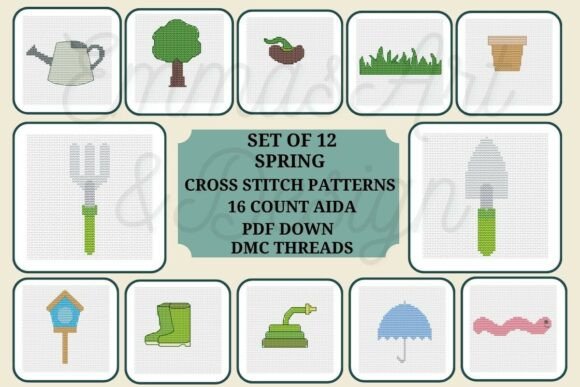 12 Spring Garden Cross Stitch Patterns