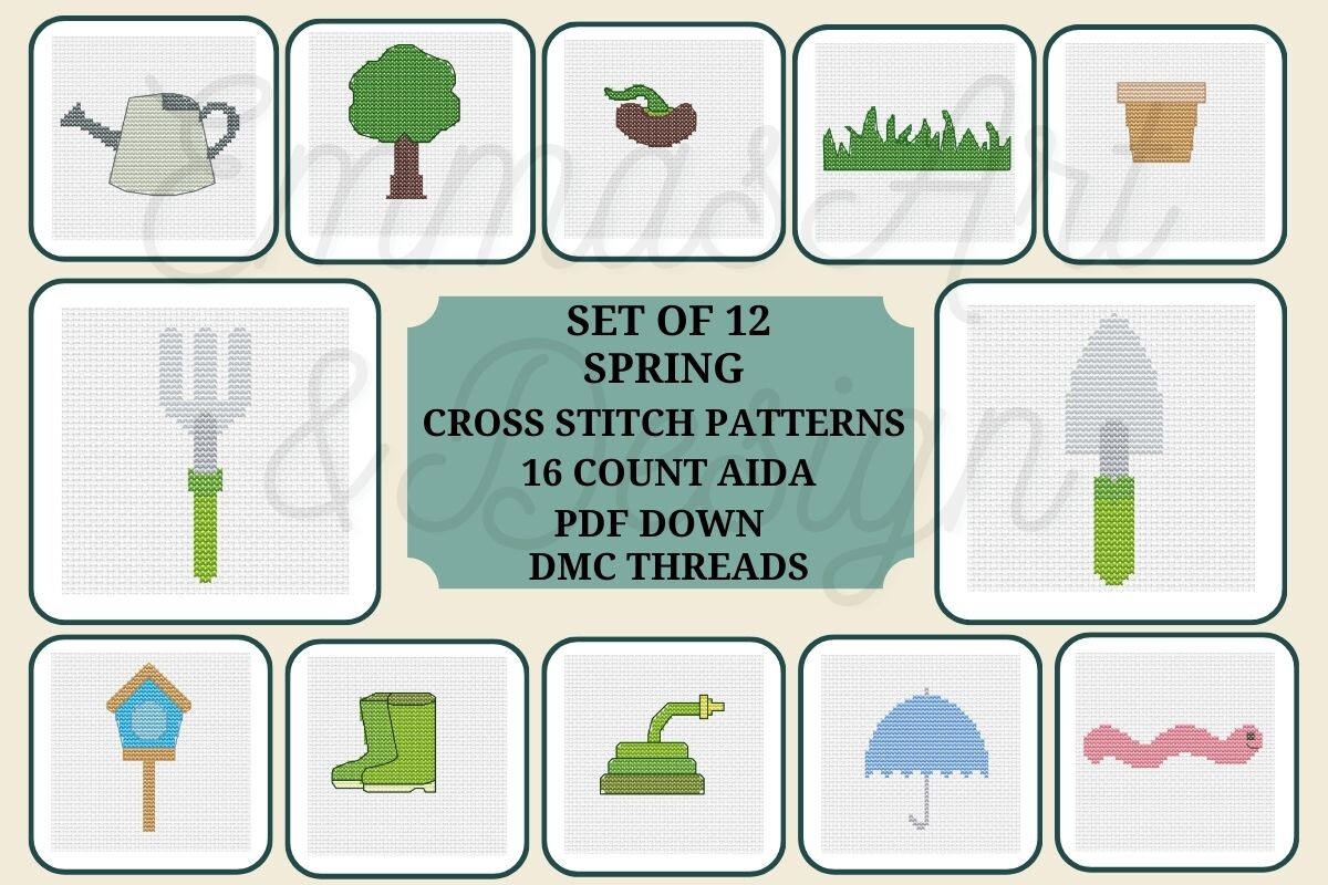 12 Spring Garden Cross Stitch Patterns