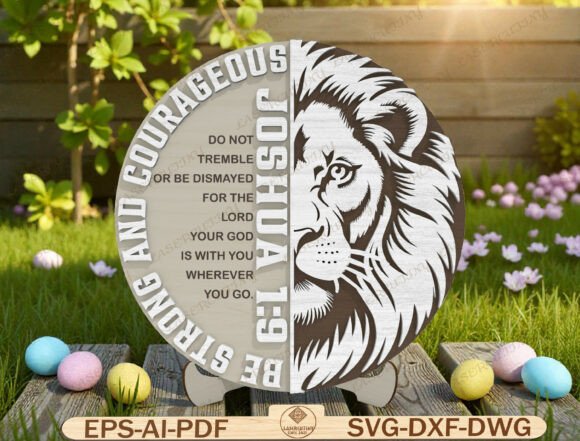 Be Strong and Courageous Lion Sign SVG