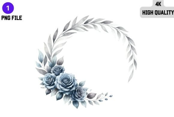 Blue Rose Wreath Clipart PNG