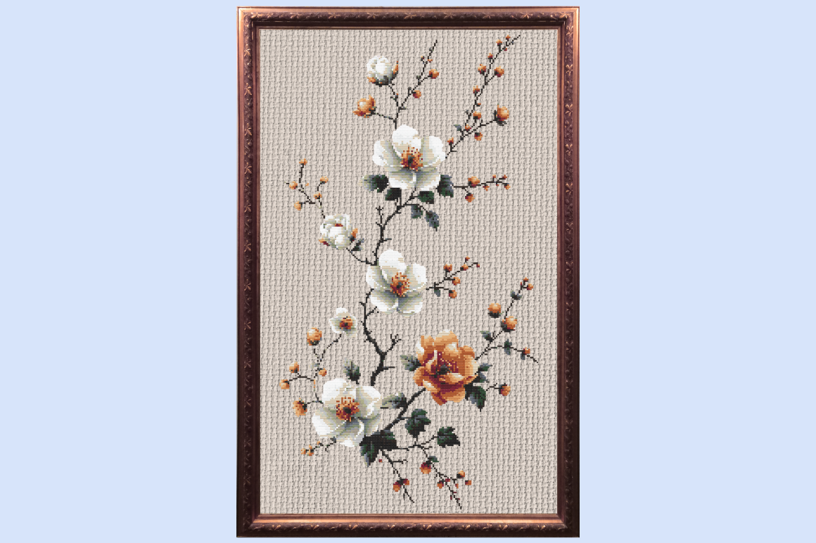 Botanical Blossom Flower Branch Cross St