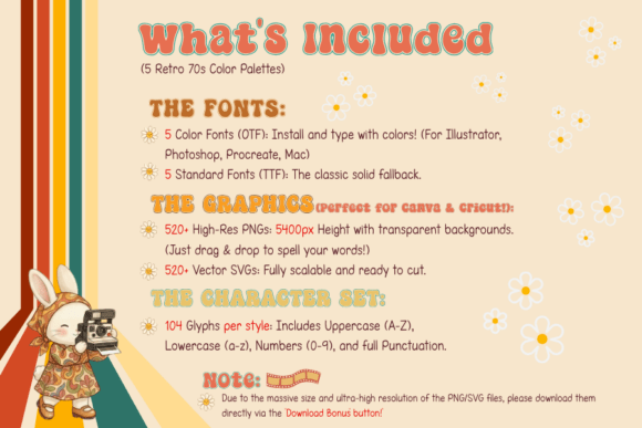Bunny Groovy Retro Font PNG with transparent background - Preview 1