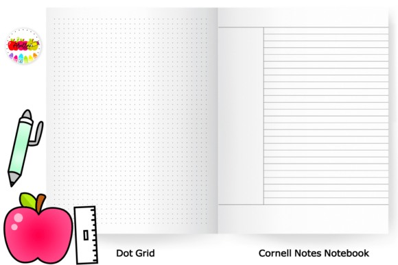 Cornel Notes Notebook and Dot Grid - KDP Grafika Słowa kluczowe KDP Przez AbellaPublishing