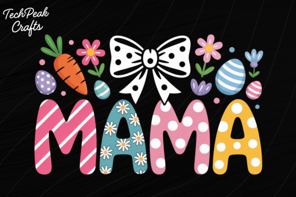 Easter Easter Egg Bow Mama PNG