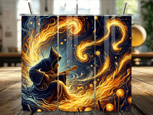 Ghost Playing Guitar Tumbler Wrap Afbeelding Tumbler Wikkels Door BEE CREATION