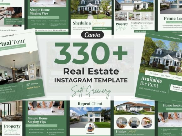 Green Instagram Canva Template Realtor Graphic Instagram By AWRSMdesign