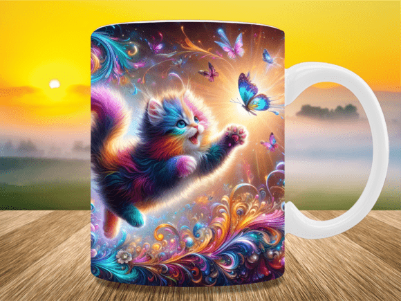 Rainbow Magic Kitten Butterfly Mug Wrap Graphics