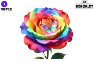 Rainbow Rose Butterfly PNG Transparent Graphic by mhrana730 · Creative ...