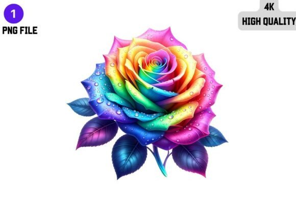 Rainbow Rose PNG File High Quality Graphic by mhrana730 · Creative Fabrica