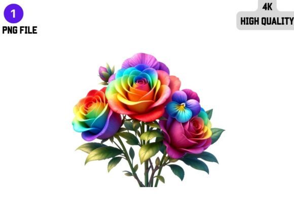 Rainbow Rose PNG File High Quality Graphic by mhrana730 · Creative Fabrica