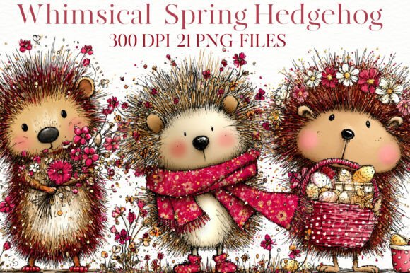 Whimsical Spring Hedgehog Clipart