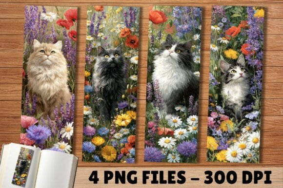 Wildflower Garden Aesthetic Cat Bookmark