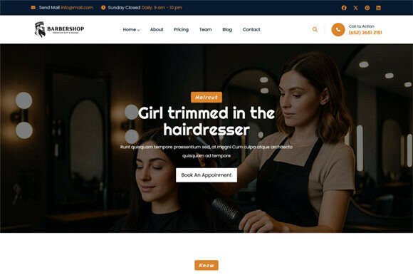 Beauty Salon & Hair Cutting HTML Theme