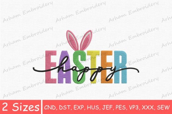 Colorful Happy Easter with Bunny Ears