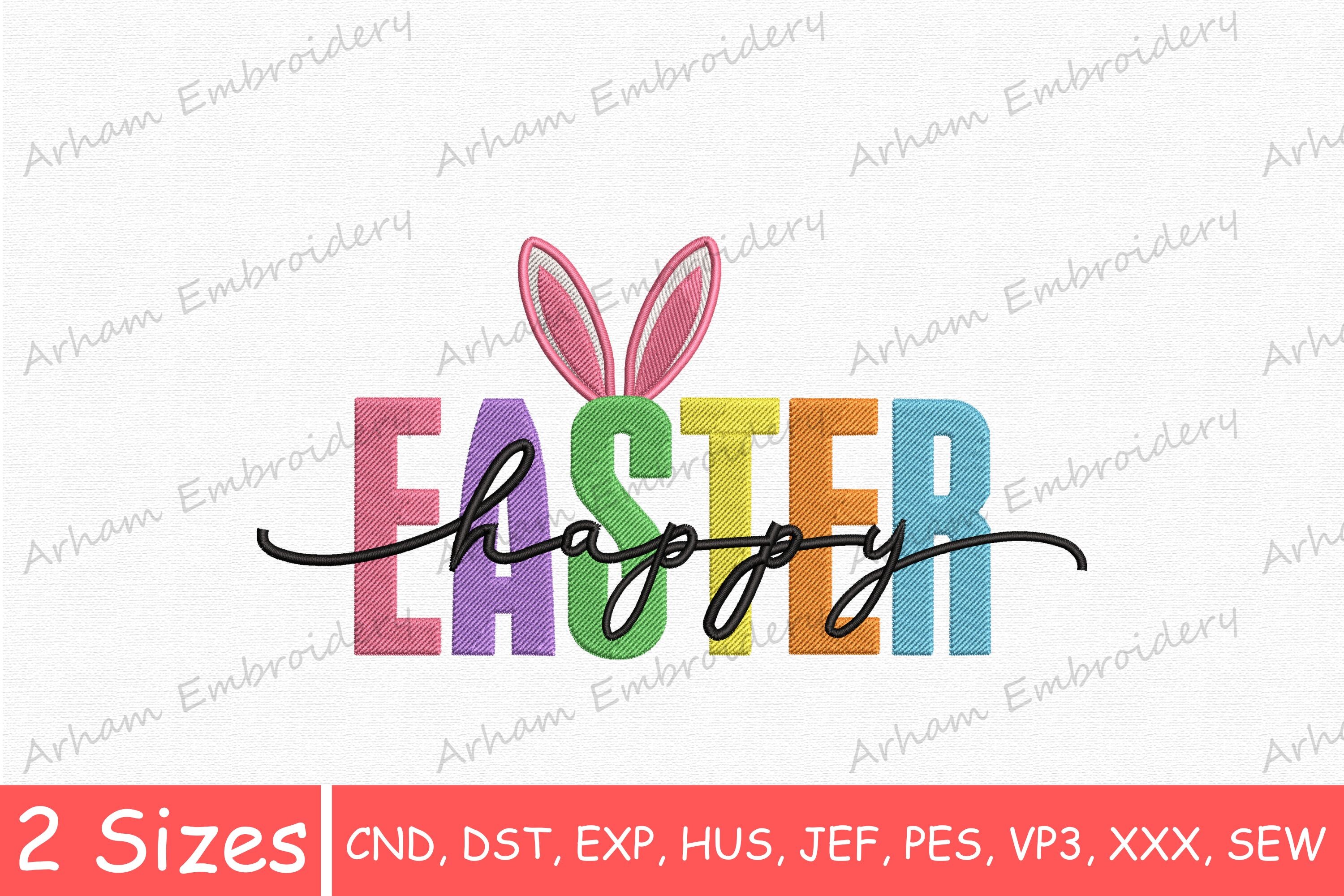 Colorful Happy Easter with Bunny Ears