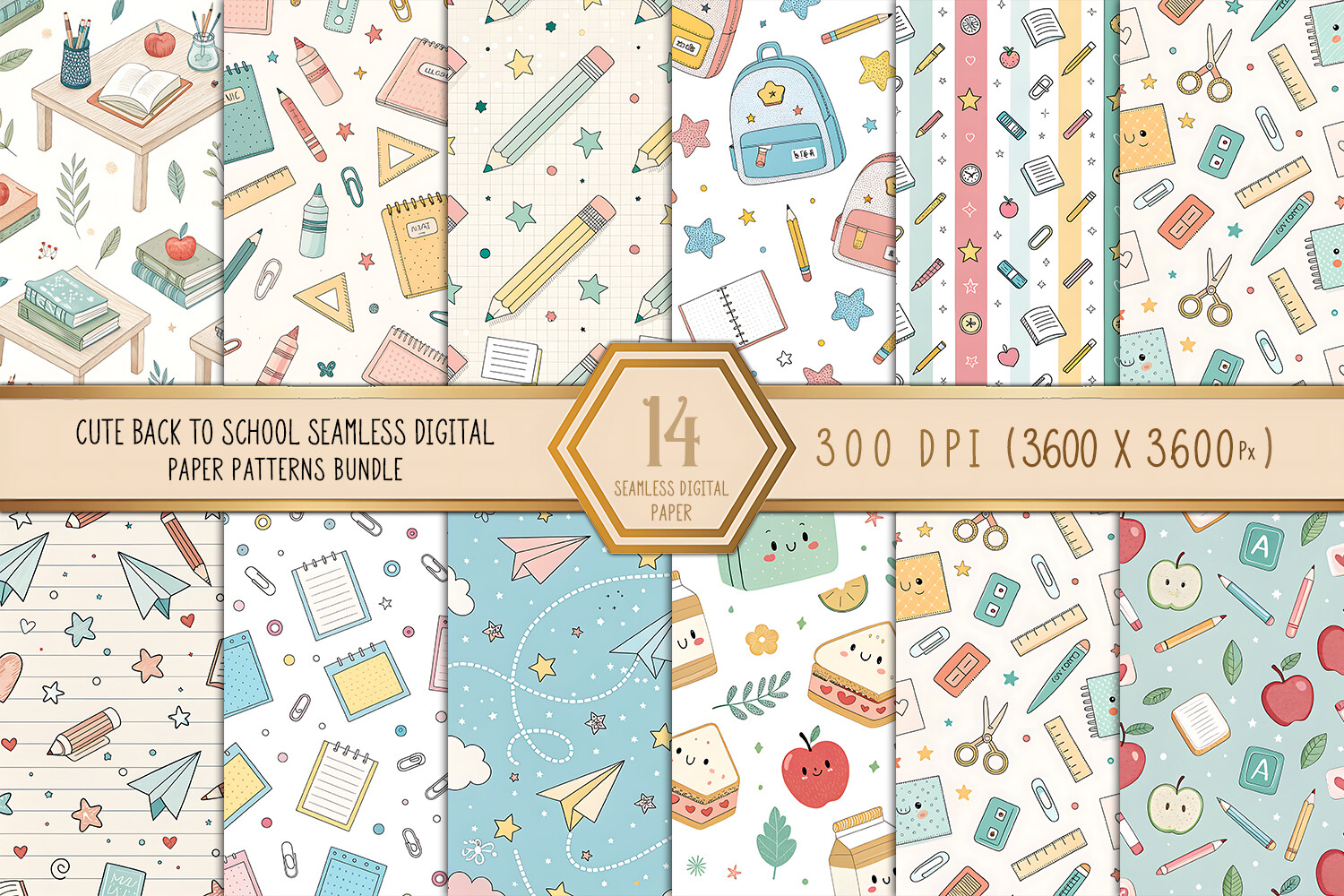 Cute Back to School Digital Paper Bundle