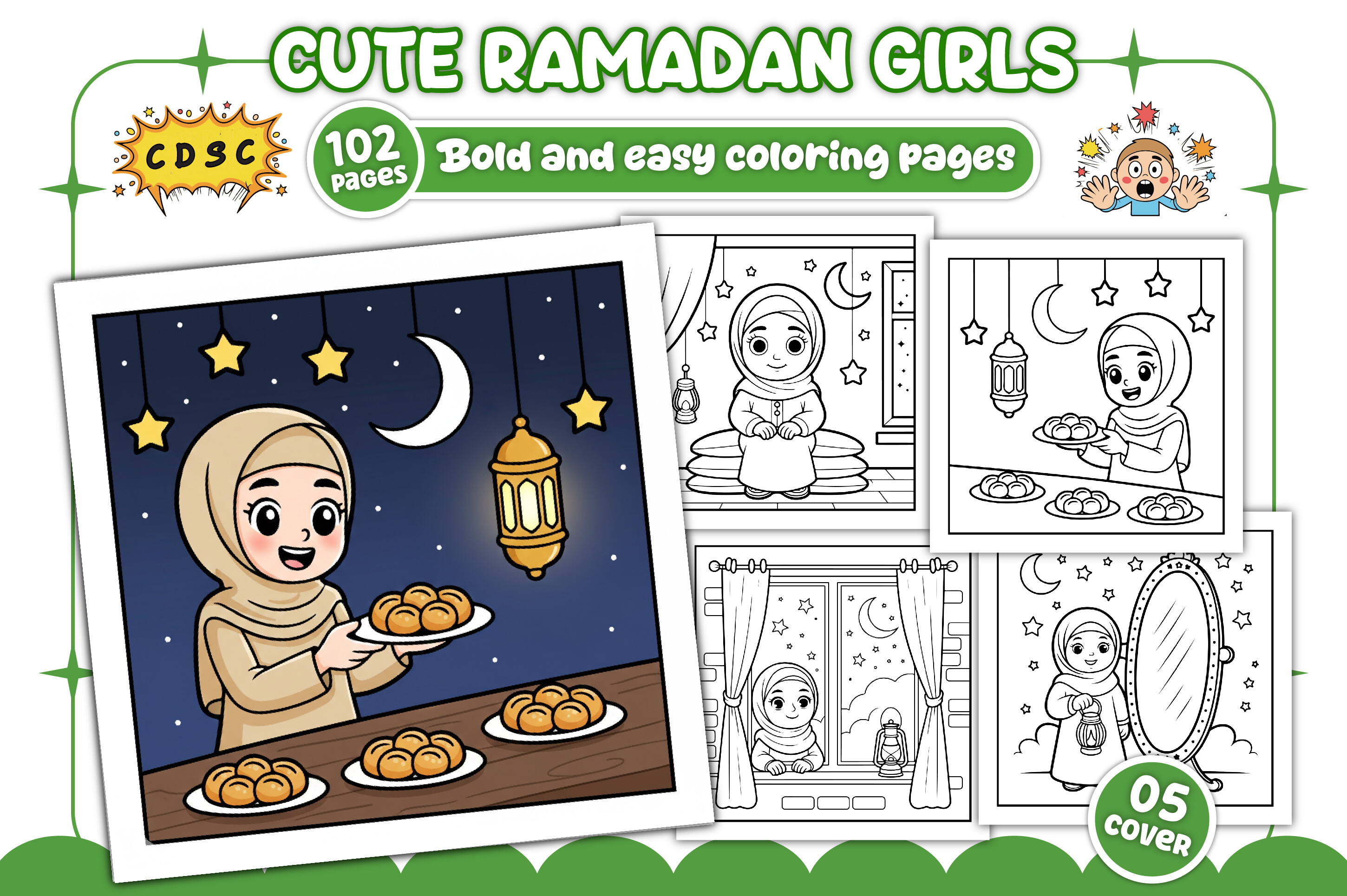 Cute Girls Ramadan Coloring Pages