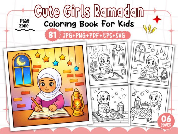 Cute Girls Ramadan Coloring Pages - Kids
