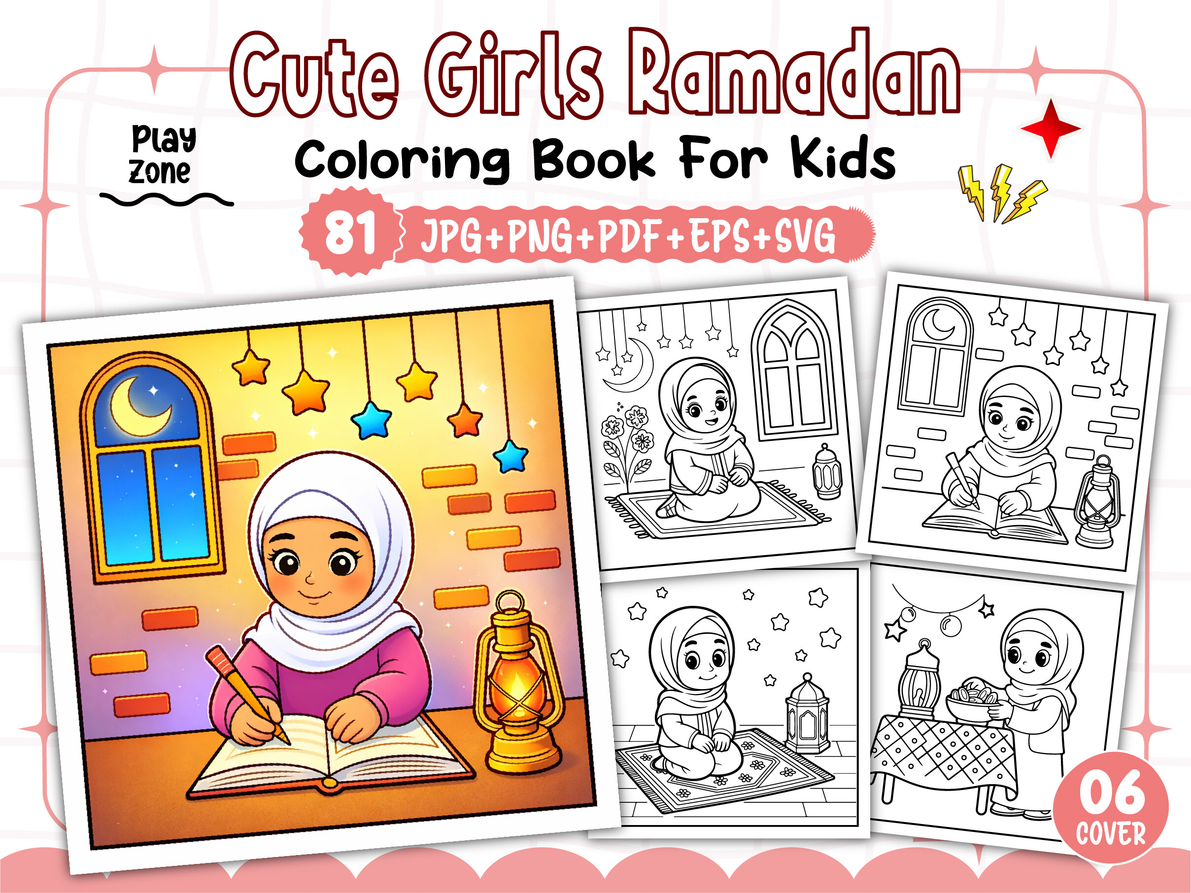 Cute Girls Ramadan Coloring Pages - Kids