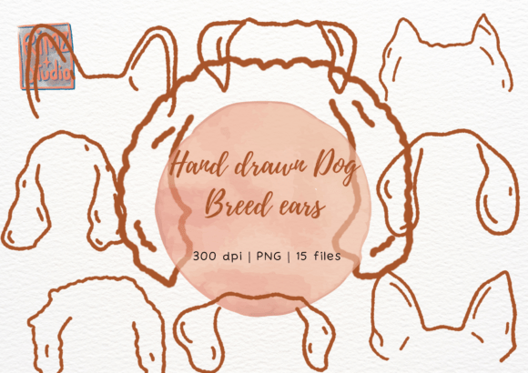 Hand-drawn dog breed ears line art outline pack for minimalist sweatshirt and hoodie designs
