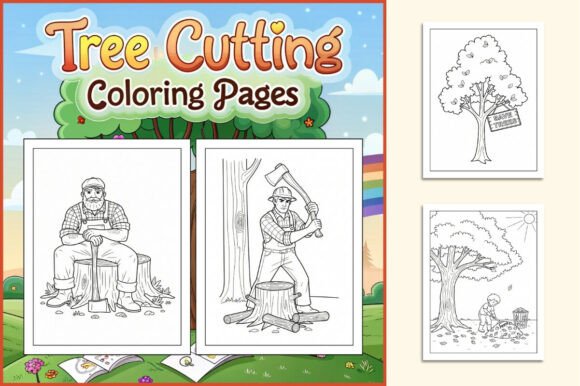 Earth Day Tree Cutting Coloring Pages