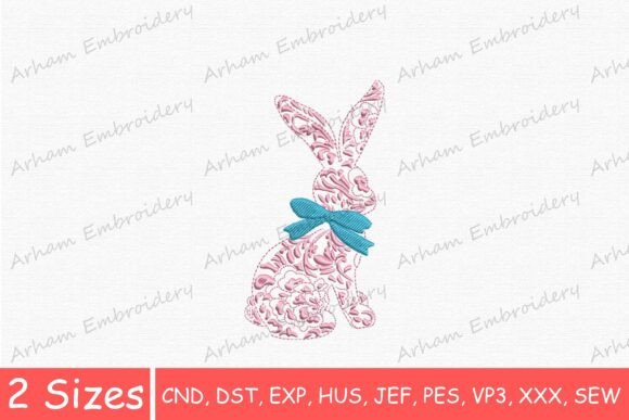 Floral Rabbit with Blue Bow