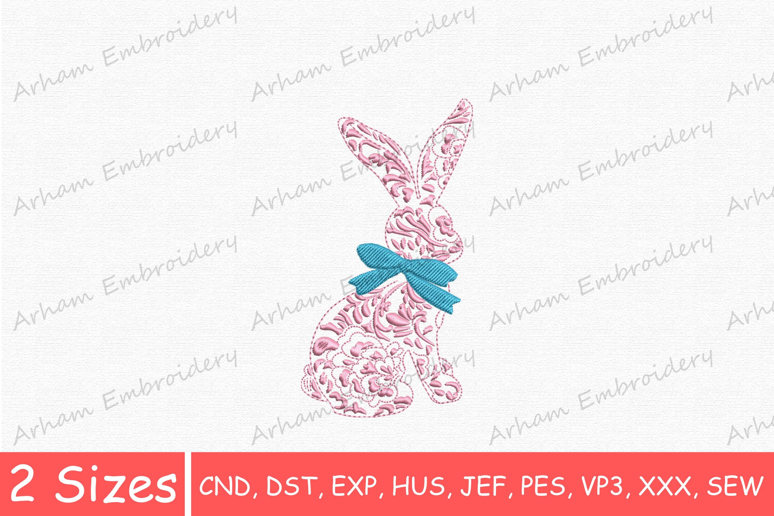 Floral Rabbit with Blue Bow