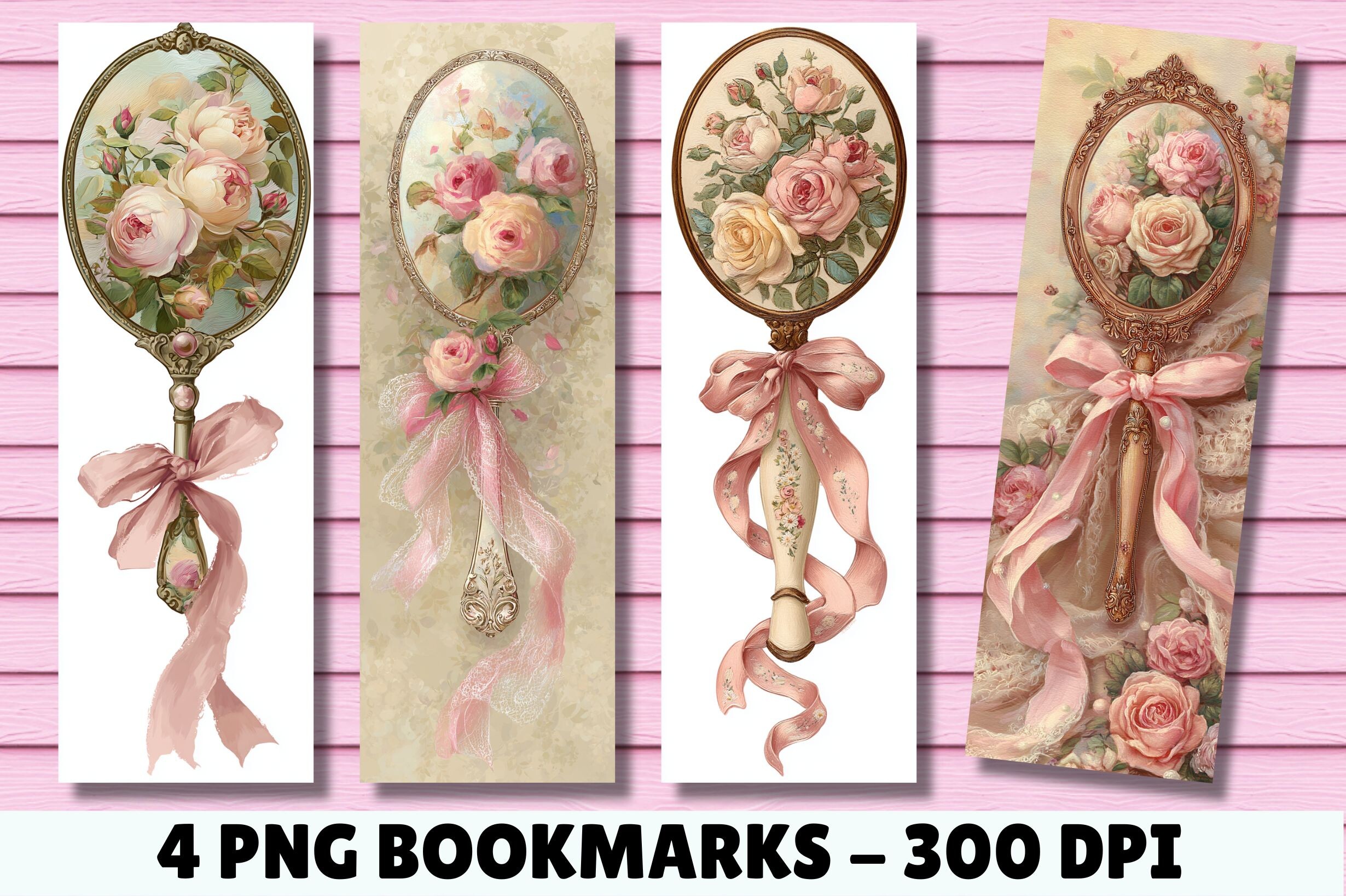 Floral Shabby Antique Mirror Bookmark