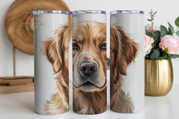 Golden retriever dog 20oz tumbler wrap sublimation PNG for skinny straight tumblers