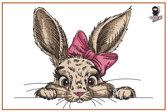 Peeking Easter Bunny with Bow