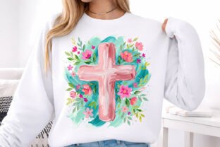 Pink Floral Cross Spring Easter Design Graphic by SoftInk Studio ...