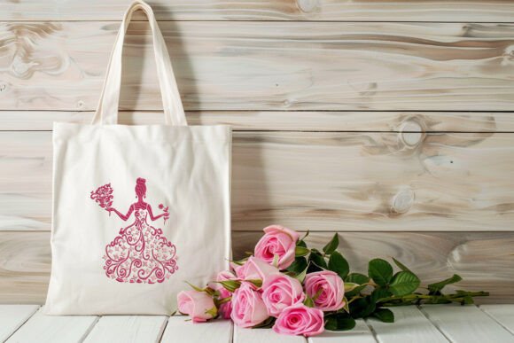 Romantic Floral Woman Silhouette Embroid
