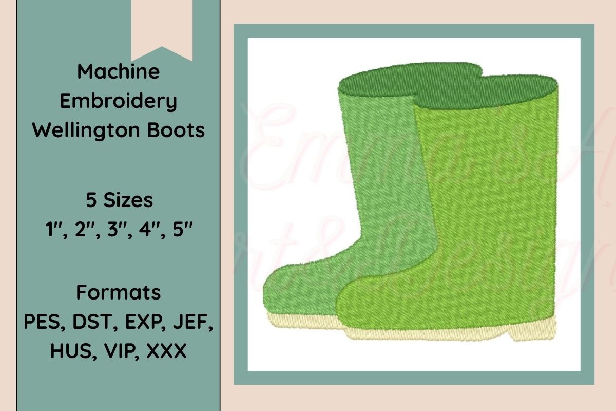 Wellington Boots Machine Embroidery