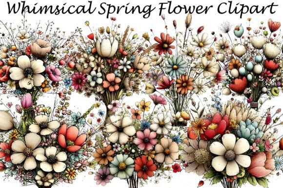 Whimsical Spring Flower Clipart Graphic by clipart · Creative Fabrica