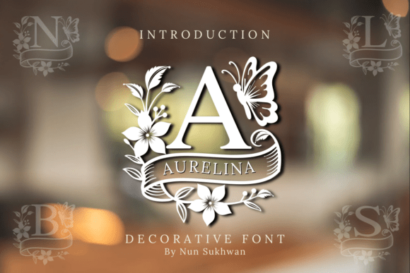 Preview specimen of Aurelina Monogram decorative font